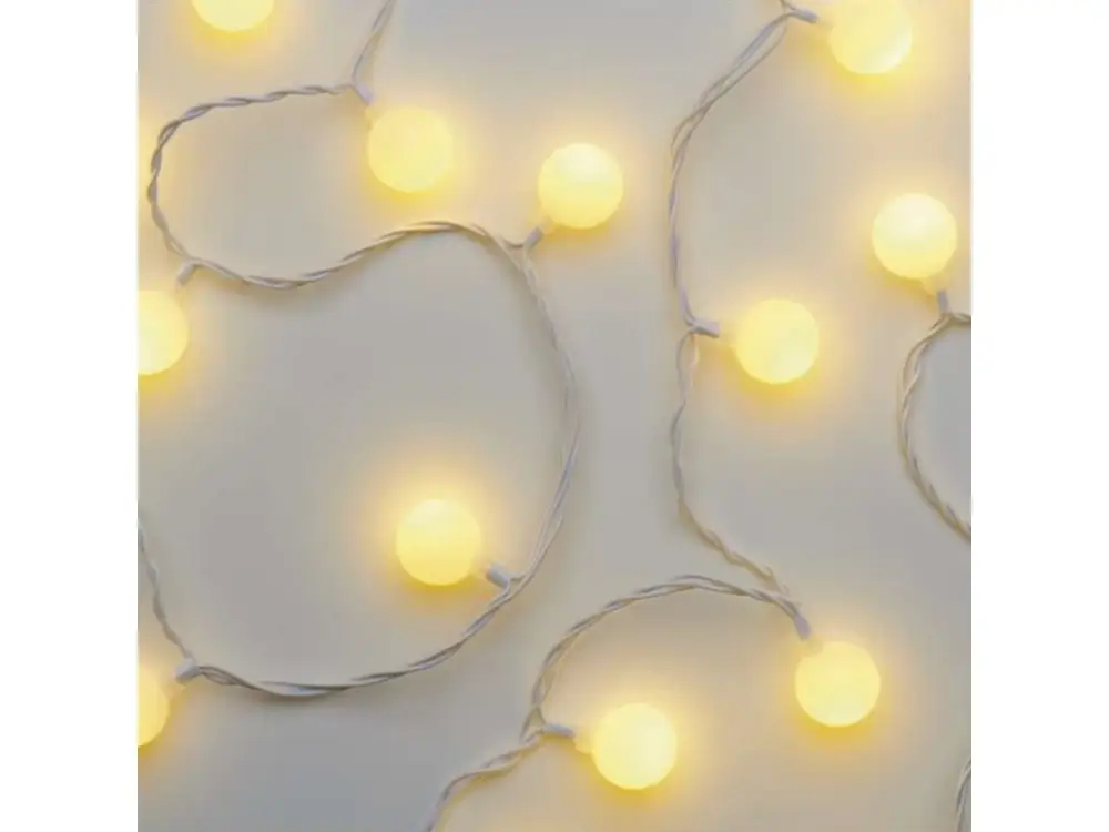 Olcsó LED fényfüzér, cseresznye - golyók 2.5cm, 4m, melegfehér, időzítő