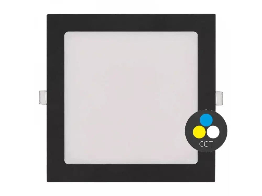 Akció Fekete süllyeszthető LED-panel, szögletes, 225 x 225mm, 18W, 24V, CCT