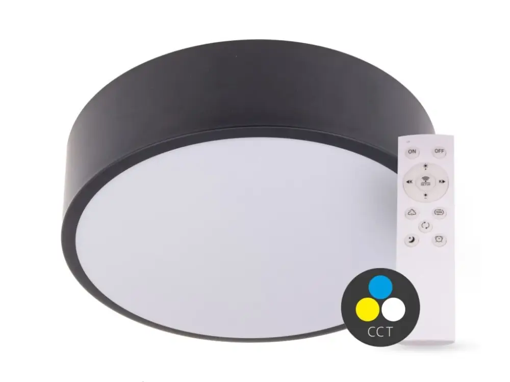 SMART TUYA Fekete LED mennyezeti lámpa kerek 500mm 48W CCT távirányítóval Utolsó esély