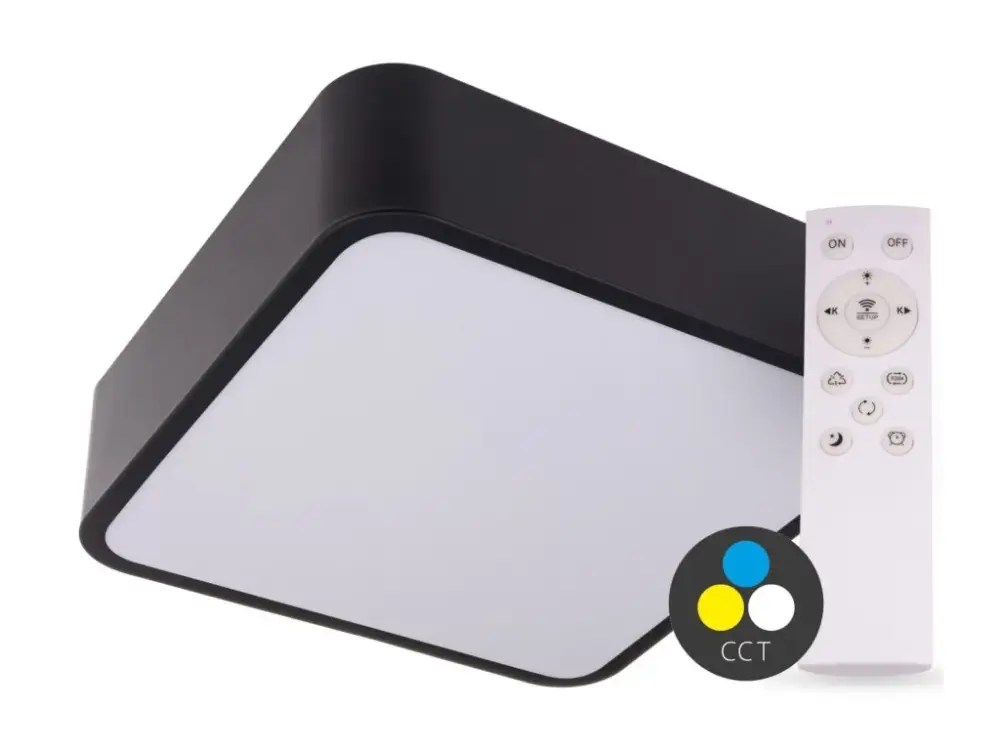 SMART TUYA Fekete LED mennyezeti szögletes lámpa 300x300mm 24W CCT távirányítóval Kiárusítás