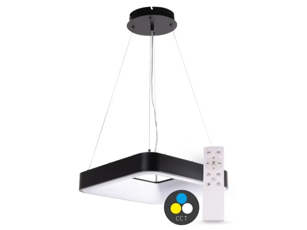 Outlet SMART TUYA Fekete függő LED szögletes lámpatest 500x500mm 48W CCT távirányítóval