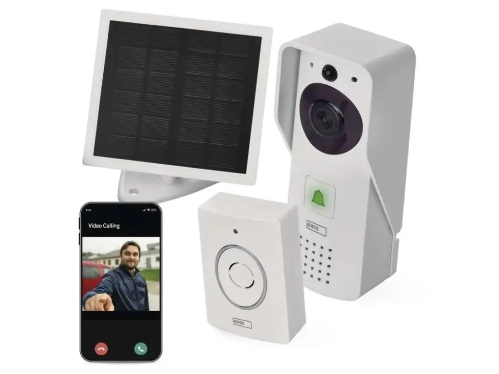 GoSmart Home vezeték nélküli akkumulátoros video csengő WiFi-vel és napelemmel Gyors kiszállítás