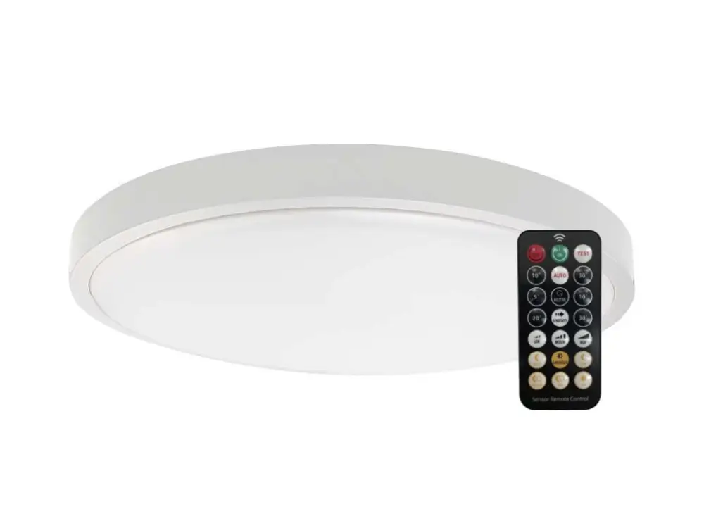 Kihagyhatatlan ajánlat Fehér felületre szerelhető LED lámpa Plano kerek 420mm 36W IP44 Premium MW mozgásérzékelővel és távirányítóval