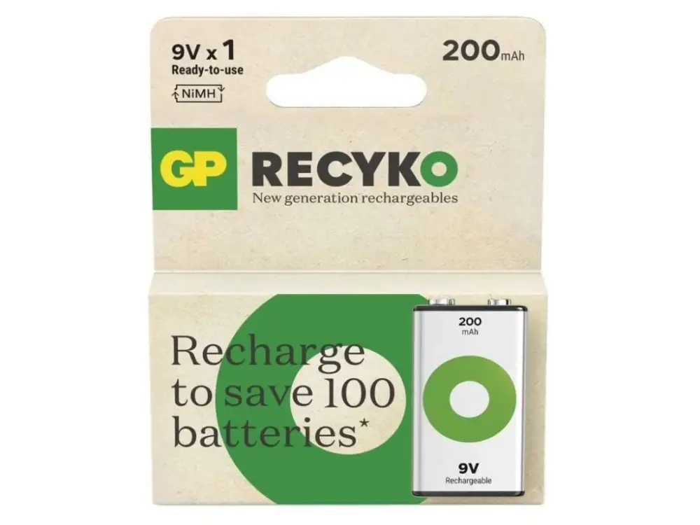 Újratölthető akkumulátor GP ReCyko 200 9V (6HR61), 1 db Azonnal elérhető