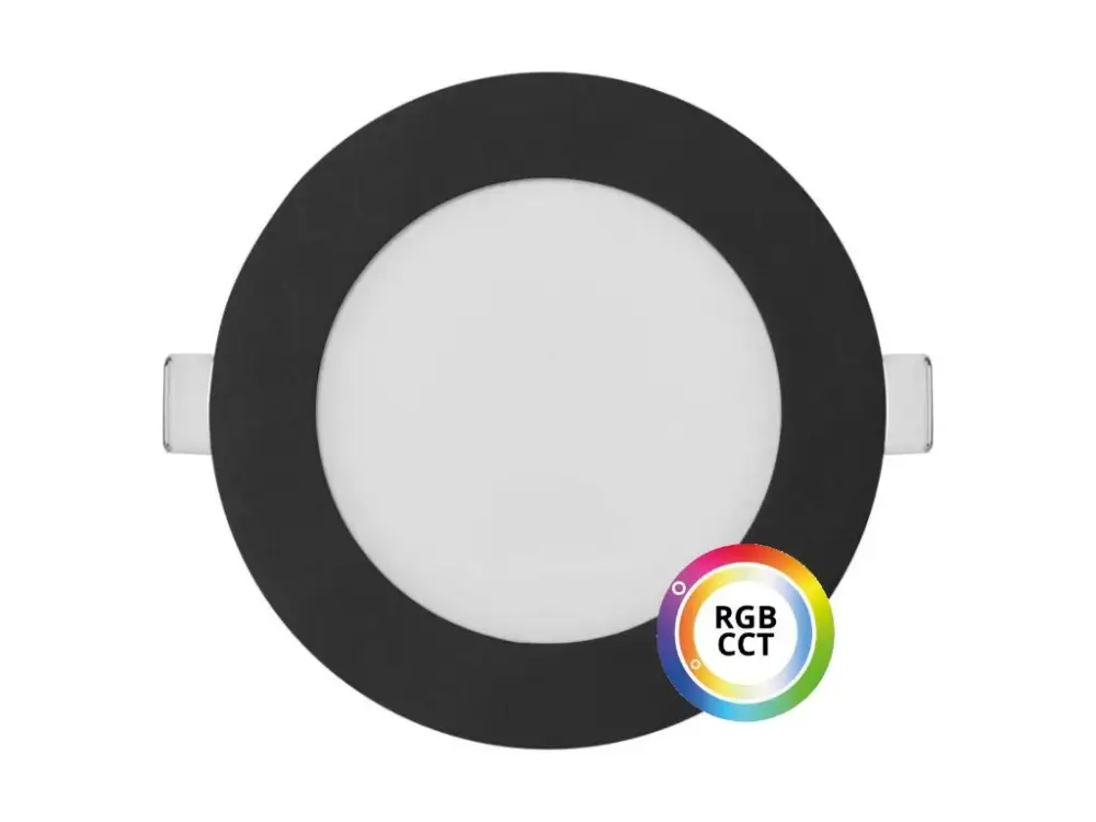 Fekete beépített LED panel kerek 120mm 9W 24V RGB+CCT Legkelendőbb