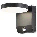 Fekete homlokzati LED lámpa kerek mozgásérzékelővel 17W IP65 Expressz szállítás