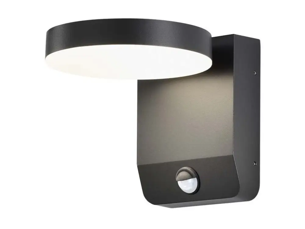 Fekete homlokzati LED lámpa kerek mozgásérzékelővel 17W IP65 Expressz szállítás