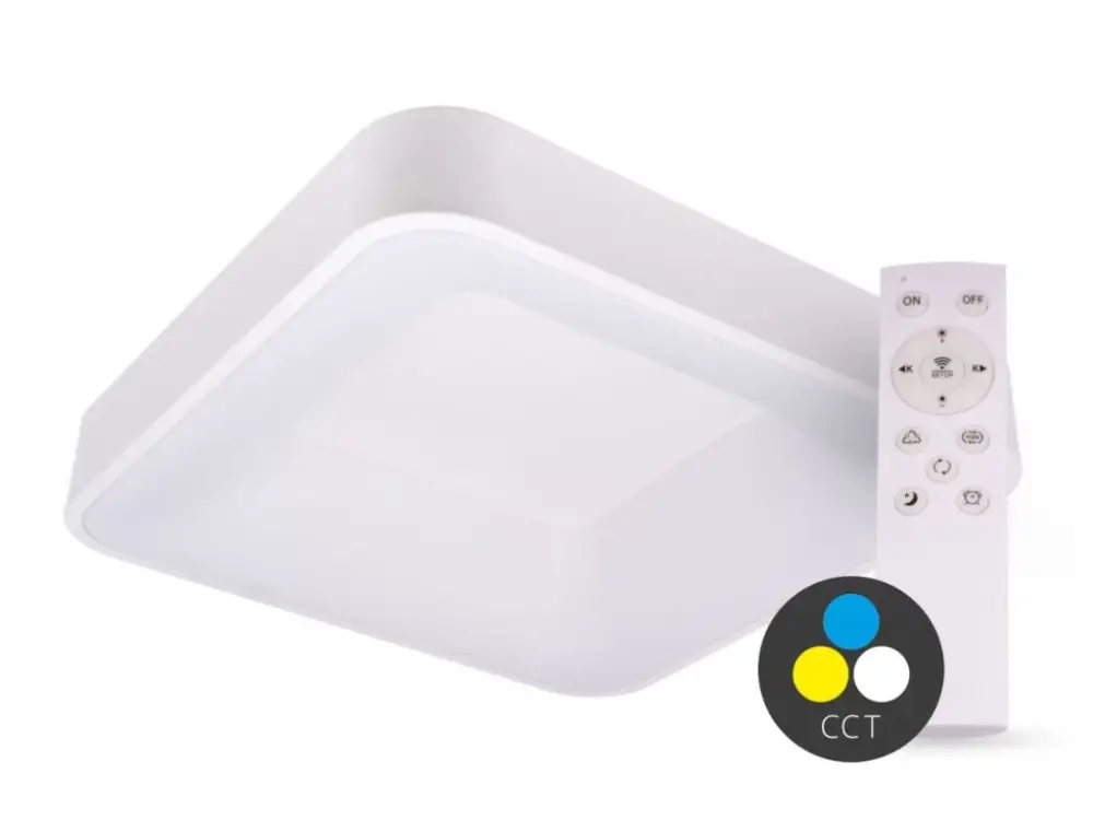 Különleges ajánlat SMART TUYA fehér LED mennyezeti lámpa négyzet alakú 400x400mm 32W CCT, távirányítóval