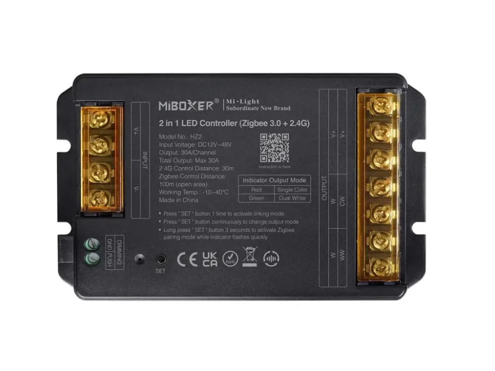 Szuper akció Mi-Light MiBoxer ZIGBEE+RF vevő 30A 2 az 1-ben monokróm és CCT LED szalagokhoz