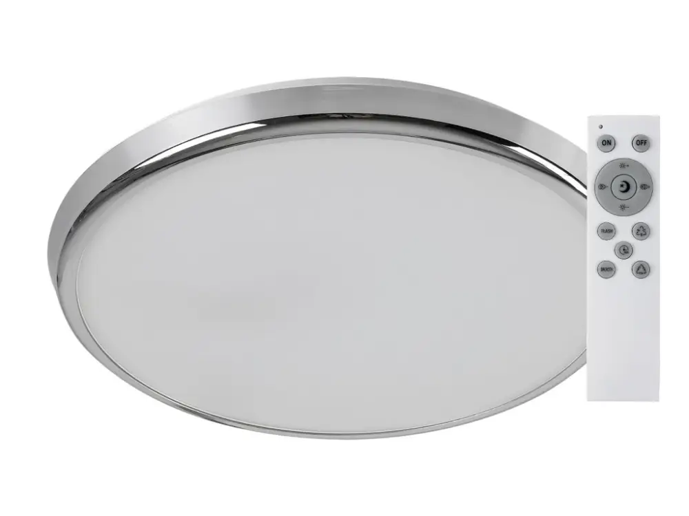 Króm LED mennyezeti lámpa Balthasar 300mm 18W RGB+CCT távirányítóval Biztonságos fizetés