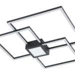 Utolsó esély Fekete LED mennyezeti lámpa Thabita 660x660mm 38W szabályozható