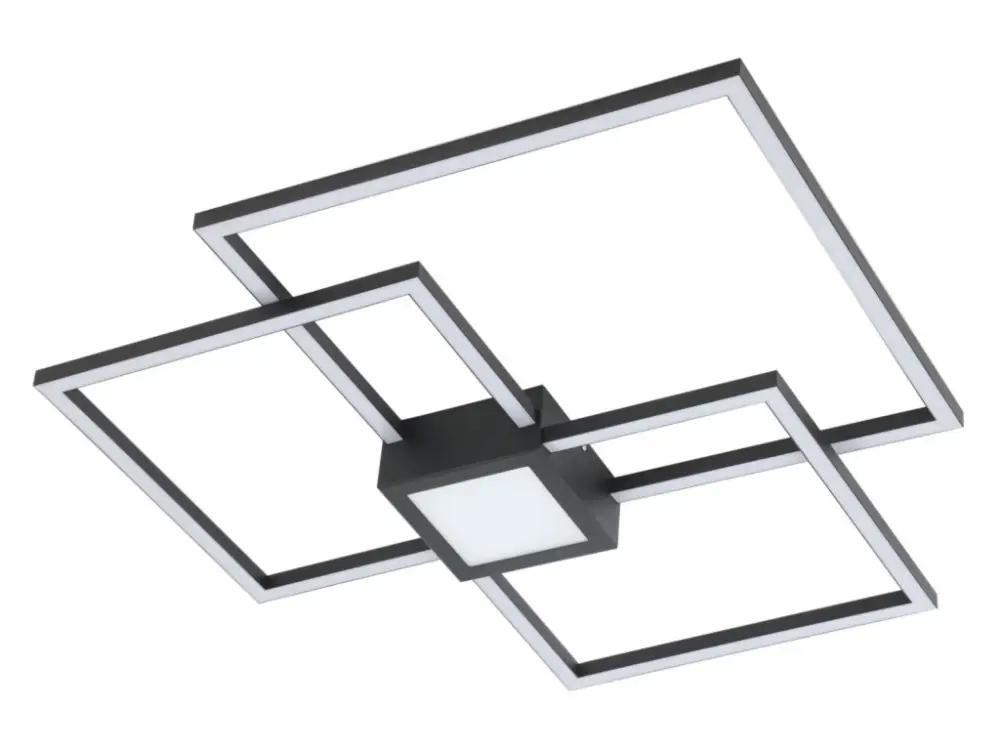 Utolsó esély Fekete LED mennyezeti lámpa Thabita 660x660mm 38W szabályozható