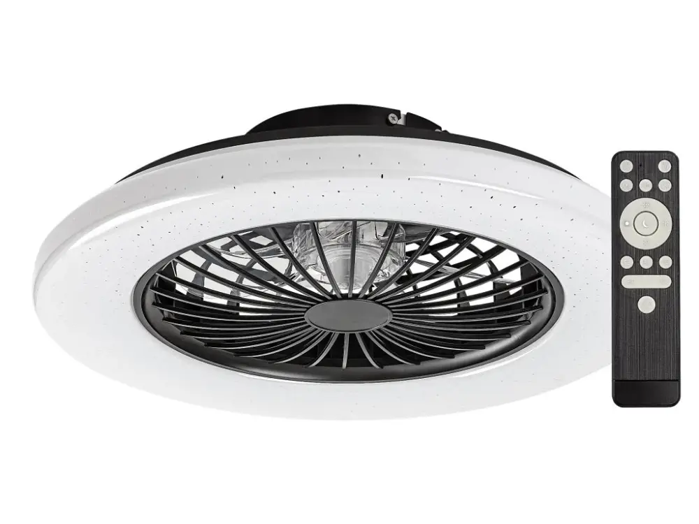 Kedvezmény Fekete LED mennyezeti lámpa ventilátorral Dalfon2 485mm 48W CCT távirányítóval