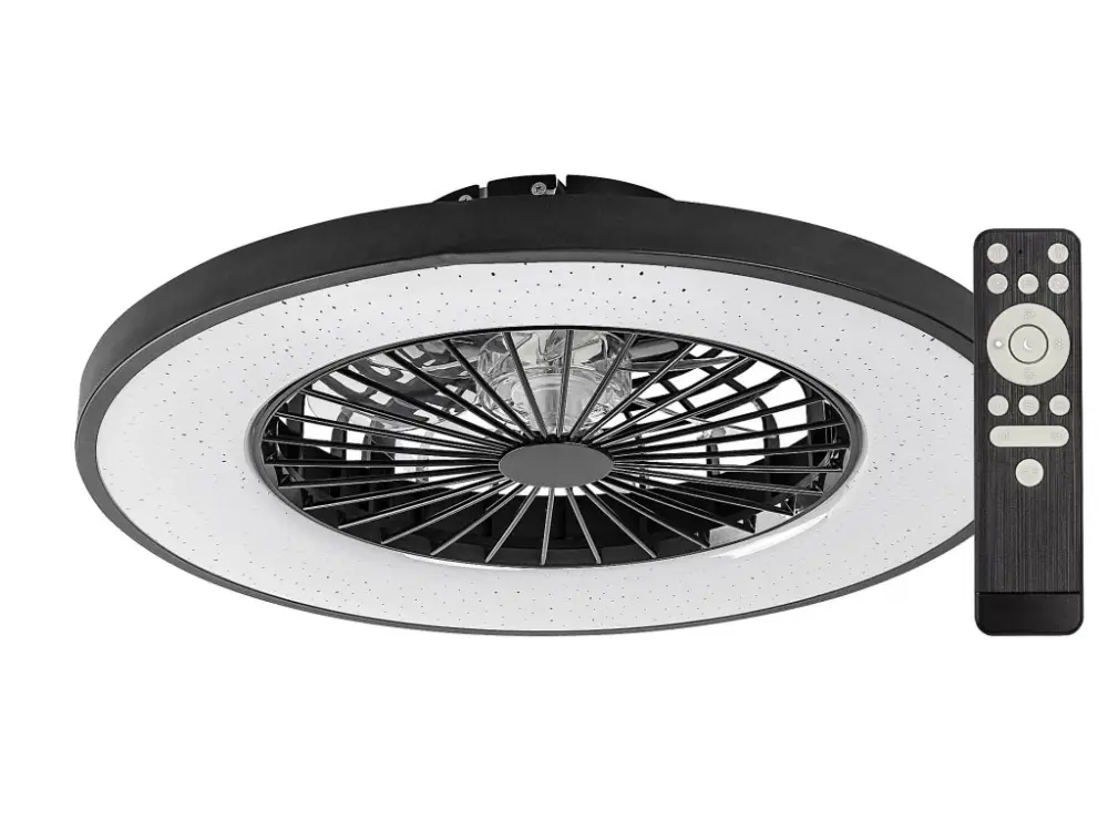 Fekete LED mennyezeti lámpa ventilátorral Dalfon2 540mm 72W CCT távirányítóval Különleges ajánlat