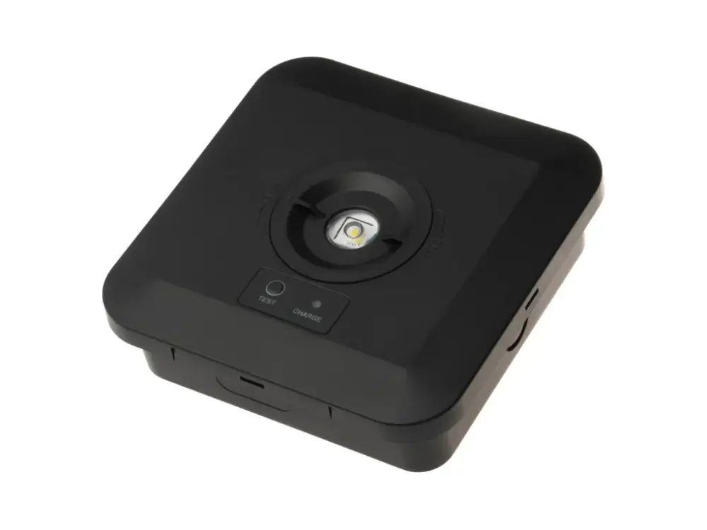 Fekete falon kívüli vészvilágító lámpa 3W IP65 Biztonságos fizetés