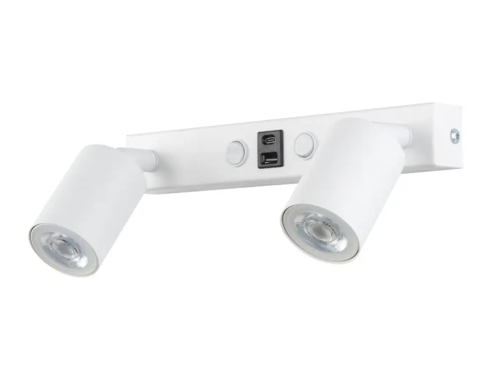 Expressz szállítás Fehér Nex spotlámpa USB-vel 2x GU10 izzóhoz