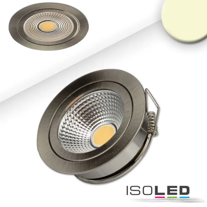 Olcsóbb LED süllyesztett szpotlámpa COB reflektorral, 5W, 60°, nikkel szálcsiszolt, meleg fehér