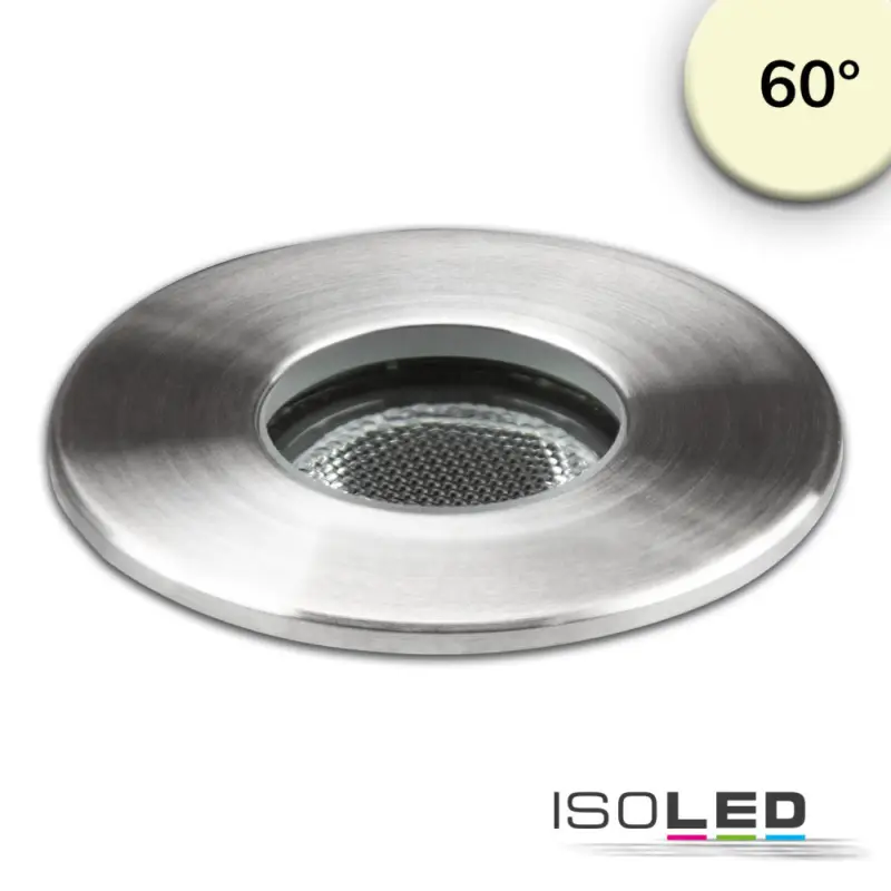 LED süllyesztett spotlámpa, rozsdamentes acél, 2 W, 60°, IP67, 12 V AC/DC, meleg fehér Kedvezmény
