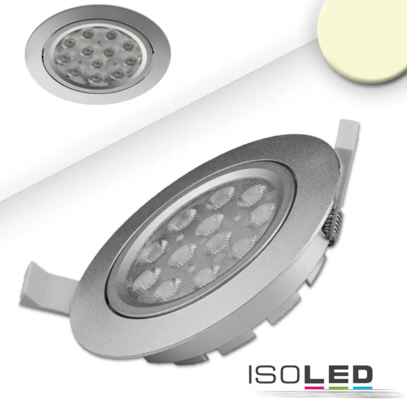 Vásárlói kedvenc LED süllyesztett szpotlámpák, ezüst, 15 W, 72°, kerek, meleg fehér, dimmelheto