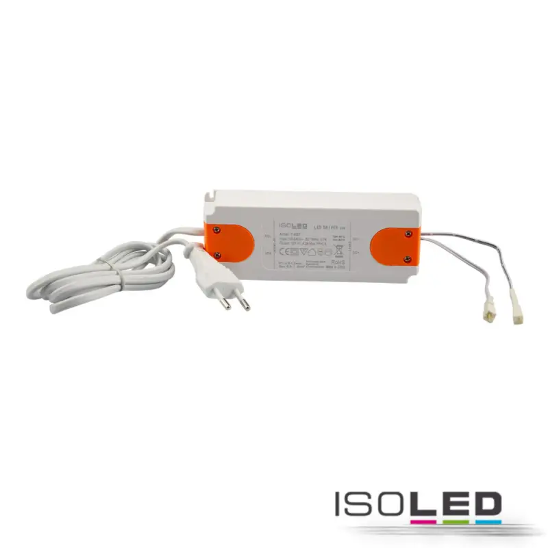 LED-es transzformátor MiniAMP 12V/DC, 0-50W, 120cm kábel lapos csatlakozóval, másodlagos 2 aljzat Expressz szállítás