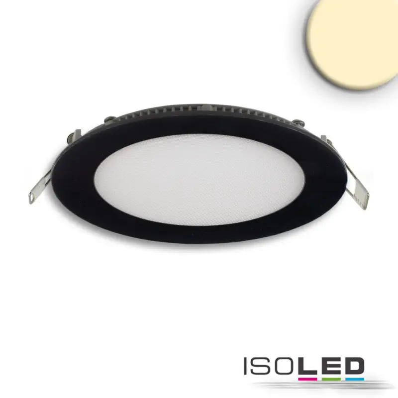 LED mélysugárzó, 12W, kerek, ultra lapos, vakítás-csökkentett, fekete, meleg fehér, dimmel. CRI90 Ne maradj le