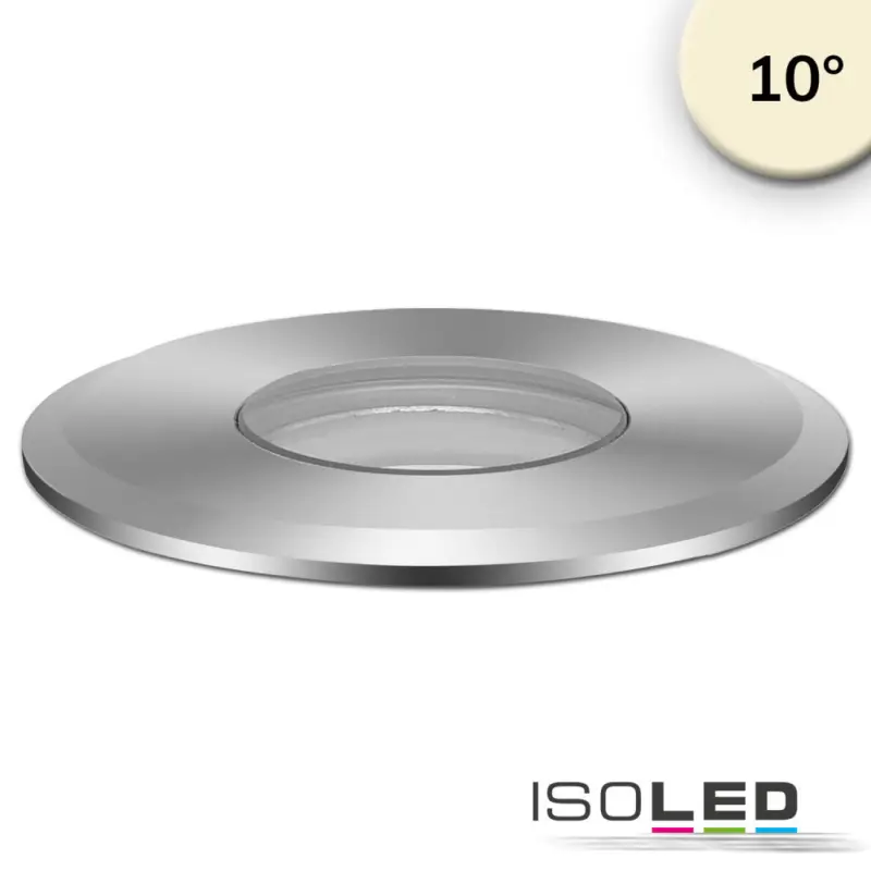 Exkluzív ajánlat LED padlóba süllyesztett spot, kerek 55mm, rozsdamentes acél, 12-24V, IP67, 3W, 10°, meleg fehér