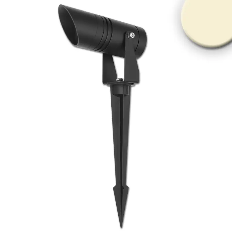 Azonnali szállítás LED kerti reflektor, kerek, rozsdamentes acél, fekete, 220V, IP65, 10W, 30°, meleg fehér
