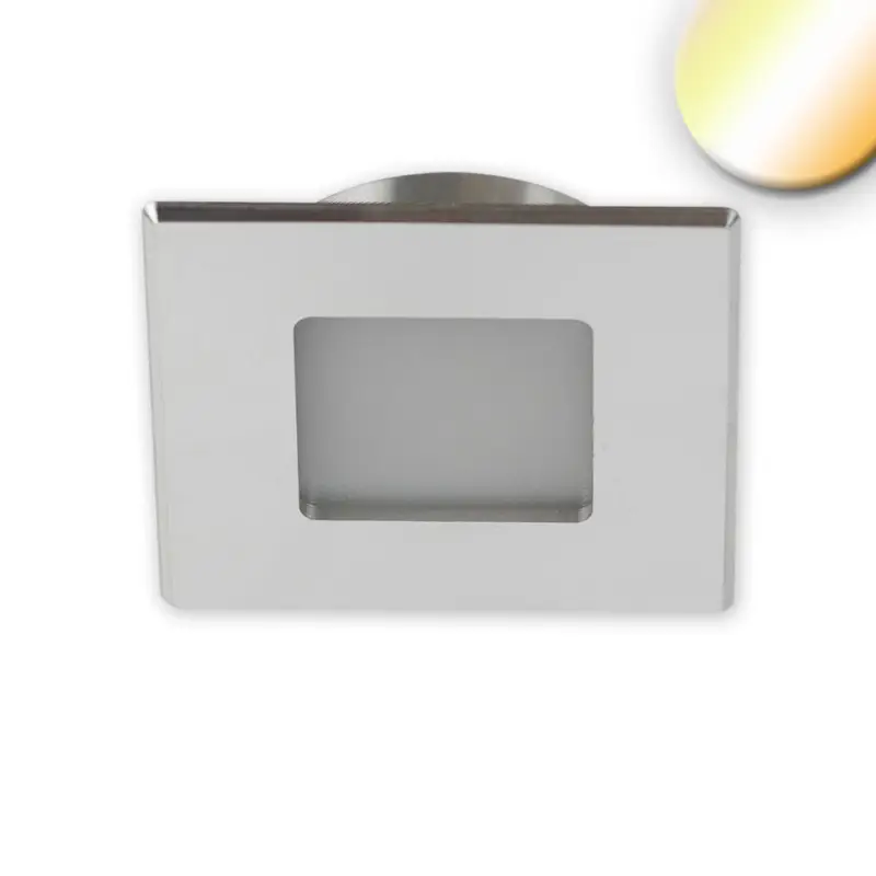 Kedvezményes ár LED bútorba süllyesztett szpot, csiszolt ALU, szögletes, 3W, 120°, 24V DC fehér-din. 1900-5000K, dim.