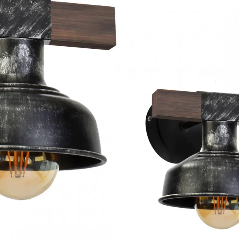 Expressz szállítás Fali lámpa FARO BLACK/WOOD 1xE27 60W