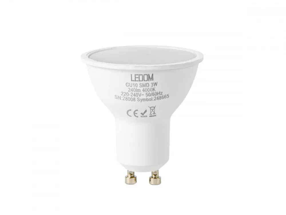 Kihagyhatatlan ajánlat LEDOM GU10 3W 4000K 240lm 220-240V