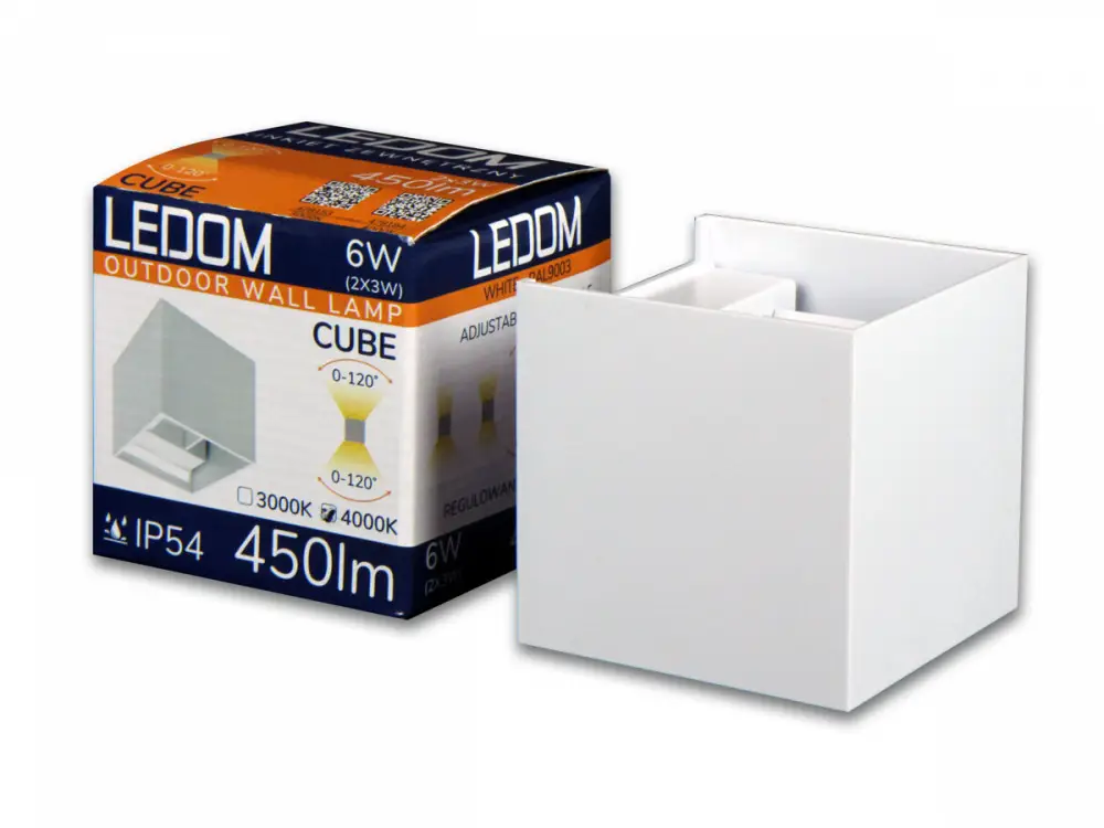 Utolsó esély LEDline LEDOM Outdoor wall mounted luminaire LED 2x3W 4000K IP54 white CUBE
