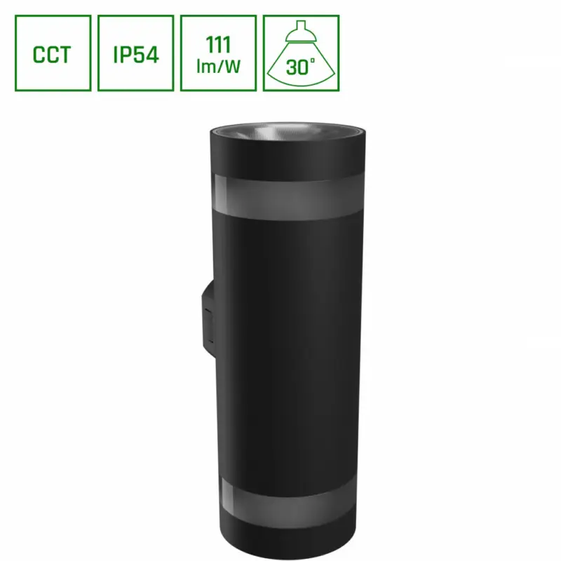 TORRE 18W 230V IP54 CCT 99x78x240 mm kerek fekete Legkelendőbb