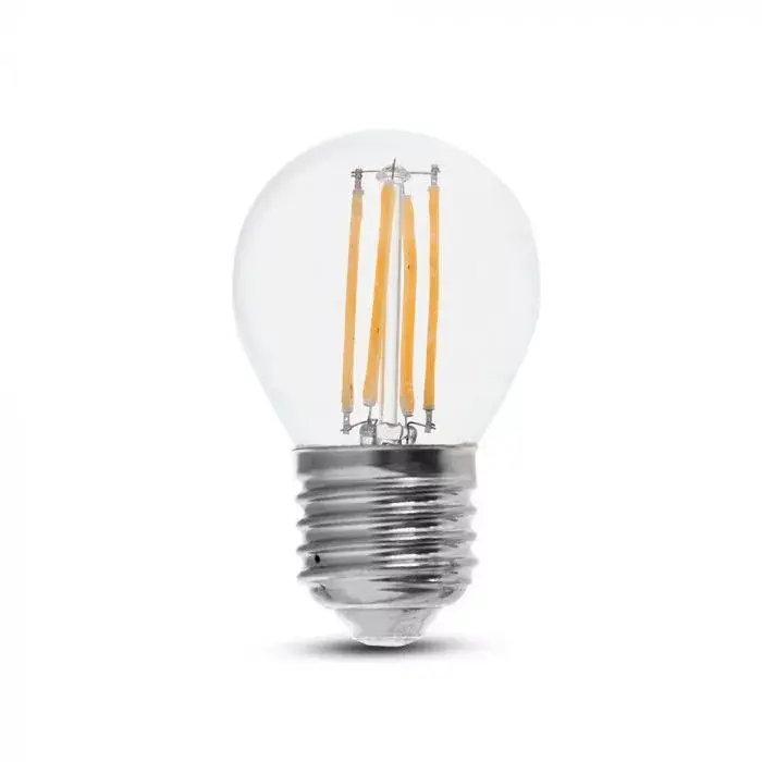 V-TAC Átlátszó LED izzó filament COGE27 G45 6W 130lm/w 4000K kisgömb - 2852 Biztonságos vásárlás