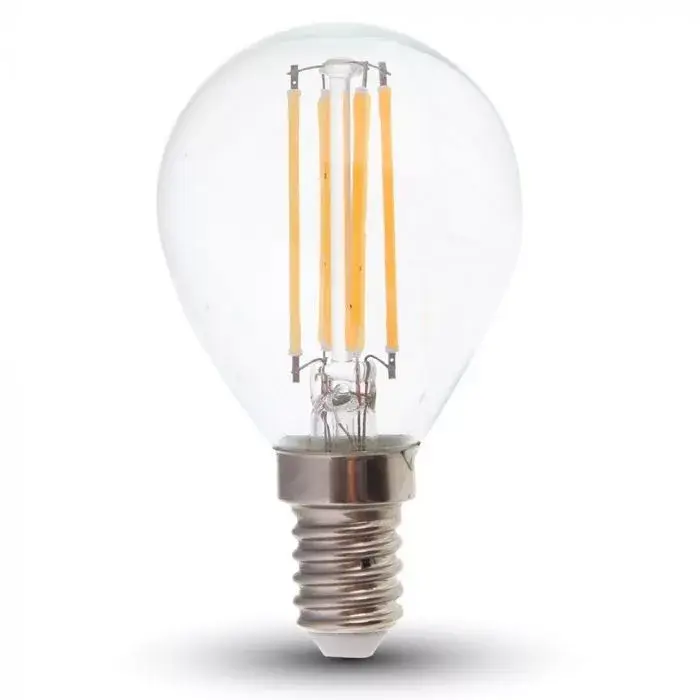 Vedd meg most V-TAC Átlátszó LED izzó filament COGE14 P45 6W 130lm/w 2700K kisgömb - 2854