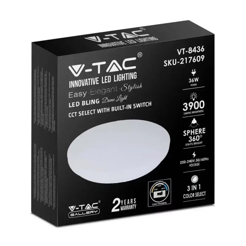 V-TAC LED mennyezeti lámpa tejfehér búrával 36W 3 az 1-ben - 217609 Ajánlat