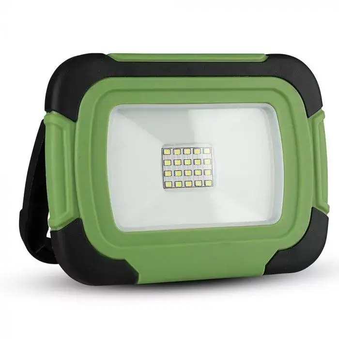 Korlátozott ajánlat V-TAC 10W LED tölthető, hordozható reflektor USB aljzattal, SOS funkcióval 100° 6400K zöld, fekete házas (Samsung Chip) - 502
