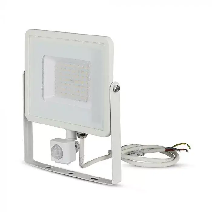 Kiárusítás V-TAC 50W Mozgásérzékelős LED reflektor 100° 3000K fehér házas (Samsung Chip) - 466