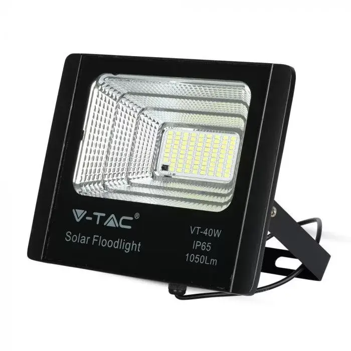 V-TAC 16W LED napelemes (SOLAR) reflektor távirányítóval 120° 6000K fekete házas- 94008 Népszerű