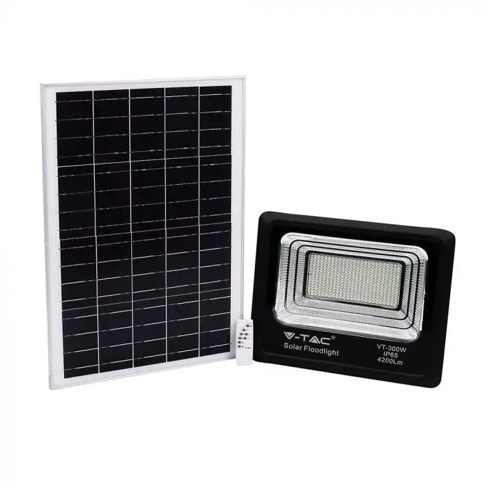 Vedd meg most V-TAC 50W LED napelemes (SOLAR) reflektor távirányítóval 120° 6000K fekete házas- 94027