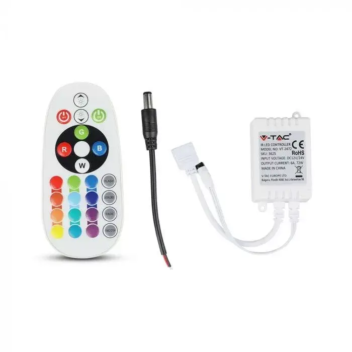 Expressz szállítás V-TAC LED szalaghoz infravörös RGB vezérlő 24 gombos - 3625