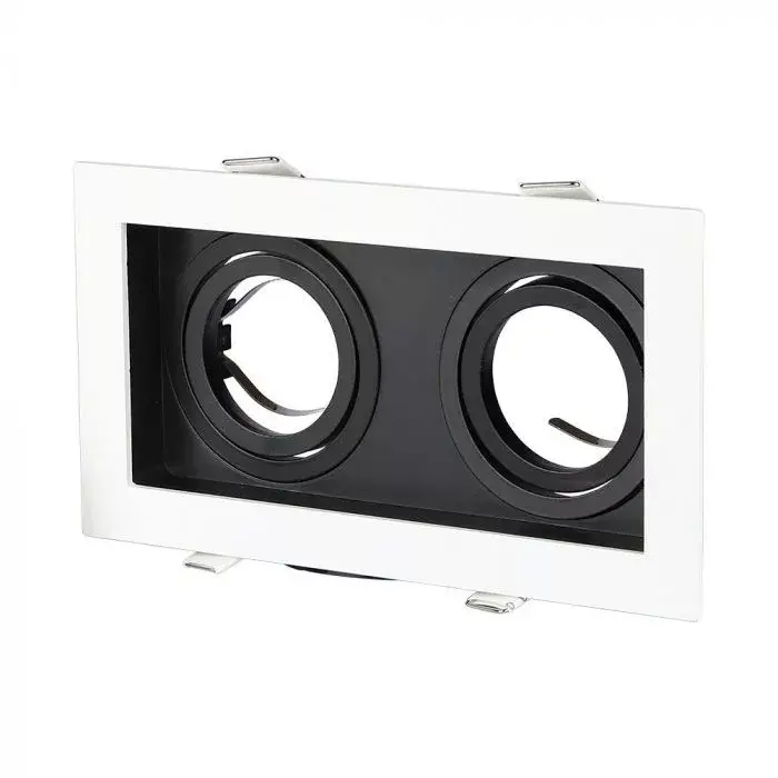 V-TAC Led 2 x GU10 Spot Keret Négyzet fehér-fekete - alumínium - 8877 Szuper akció