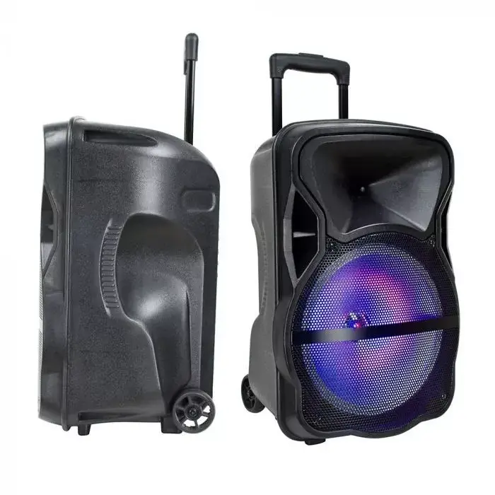 V-TAC 50W Tölthető Party hangfal, wireless + vezetékes mikrofon, RF táviránytás, bluetooth RGB15 inch - 7738 Kedvezményes ár