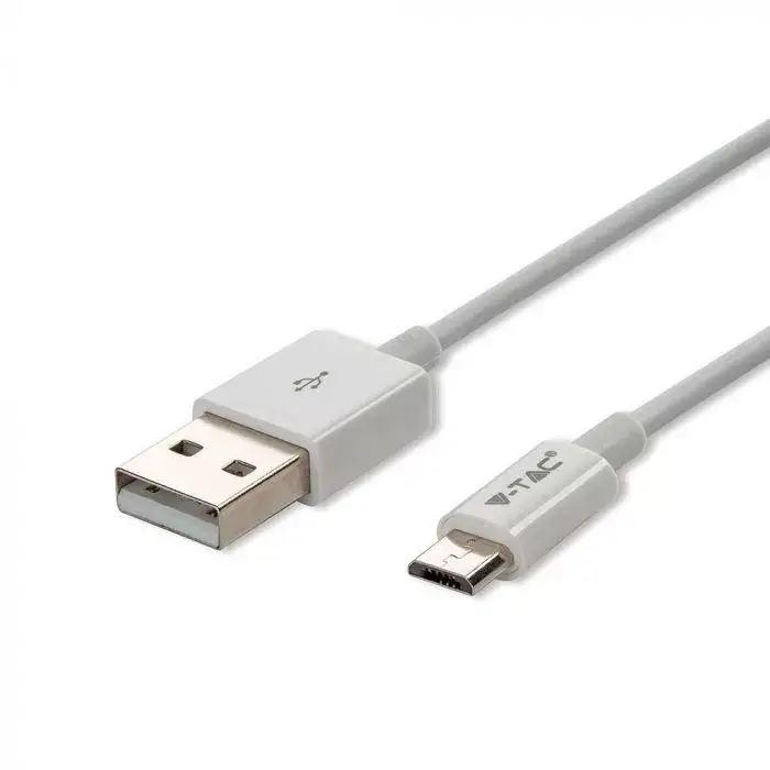Biztonságos vásárlás V-TAC 1M Micro USB kábel fehér - ezüst széria - 8484