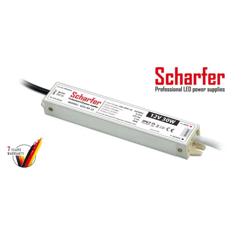 Exkluzív ajánlat Scharfer LED Fémházas szerelhető vízálló tápegység 30W 2.5A 12V IP67 - SCH-30-12