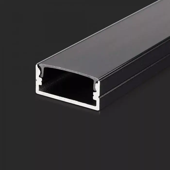 Gyors kiszállítás V-TAC Alumínium profil (Fekete) - Falon kívüli - Fekete fedlappal - 2000 x 23.5 x 10 mm - 2876