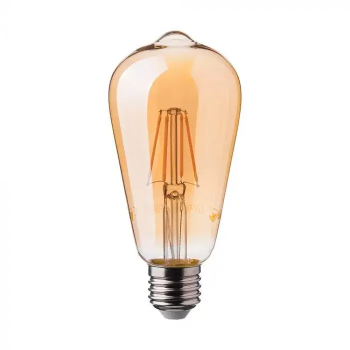 Utolsó esély V-TAC Borostyán LED izzó filament COGE27 ST64 6W 2200K - 214362
