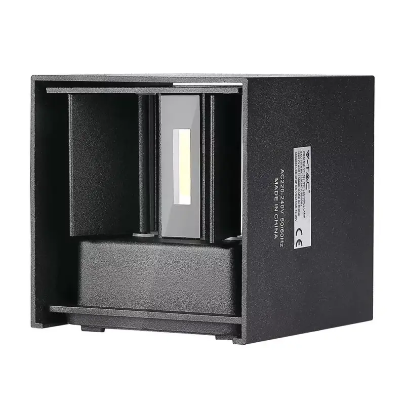 Kedvezményes ár V-TAC 5W led fali lámpatest szögletes, fekete 3000K - IP65 - 217078