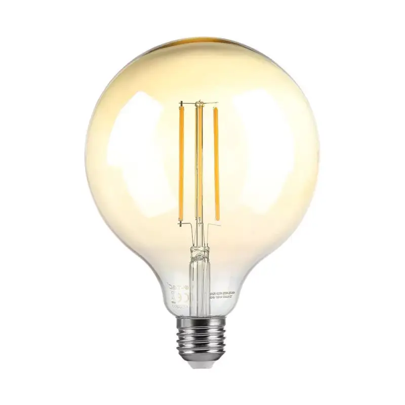 V-TAC Borostyán LED izzó filament COGE27 G125 8W 2200K - 217155 Népszerű