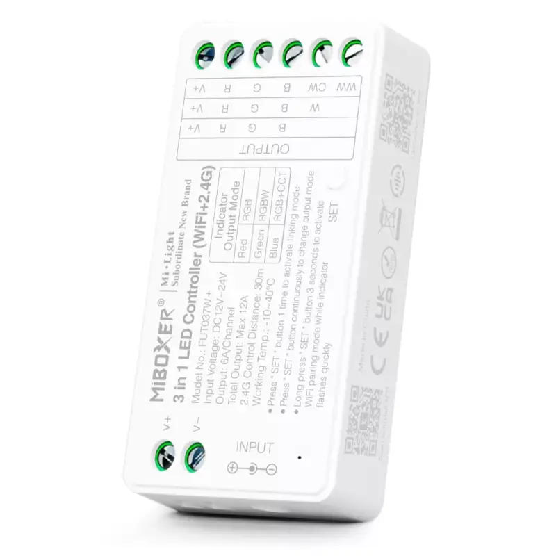 Mi Light - Miboxer RF + Wifi vezérlő 3 az 1 -ben RGB / RGBW / RGB+CCT szalaghoz - FUT037W+ Bestseller