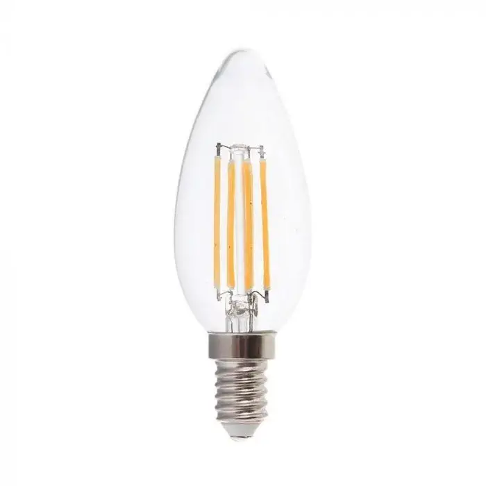 V-TAC Átlátszó LED izzó filament COGE14 C35 4W 4000K gyertya - 214413 Akció